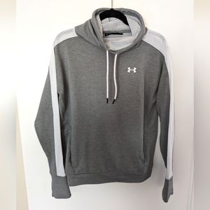 Under Armour. Grey pullover with mesh embellishment on sleeves. EUC.